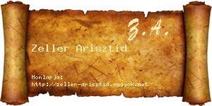 Zeller Arisztid névjegykártya